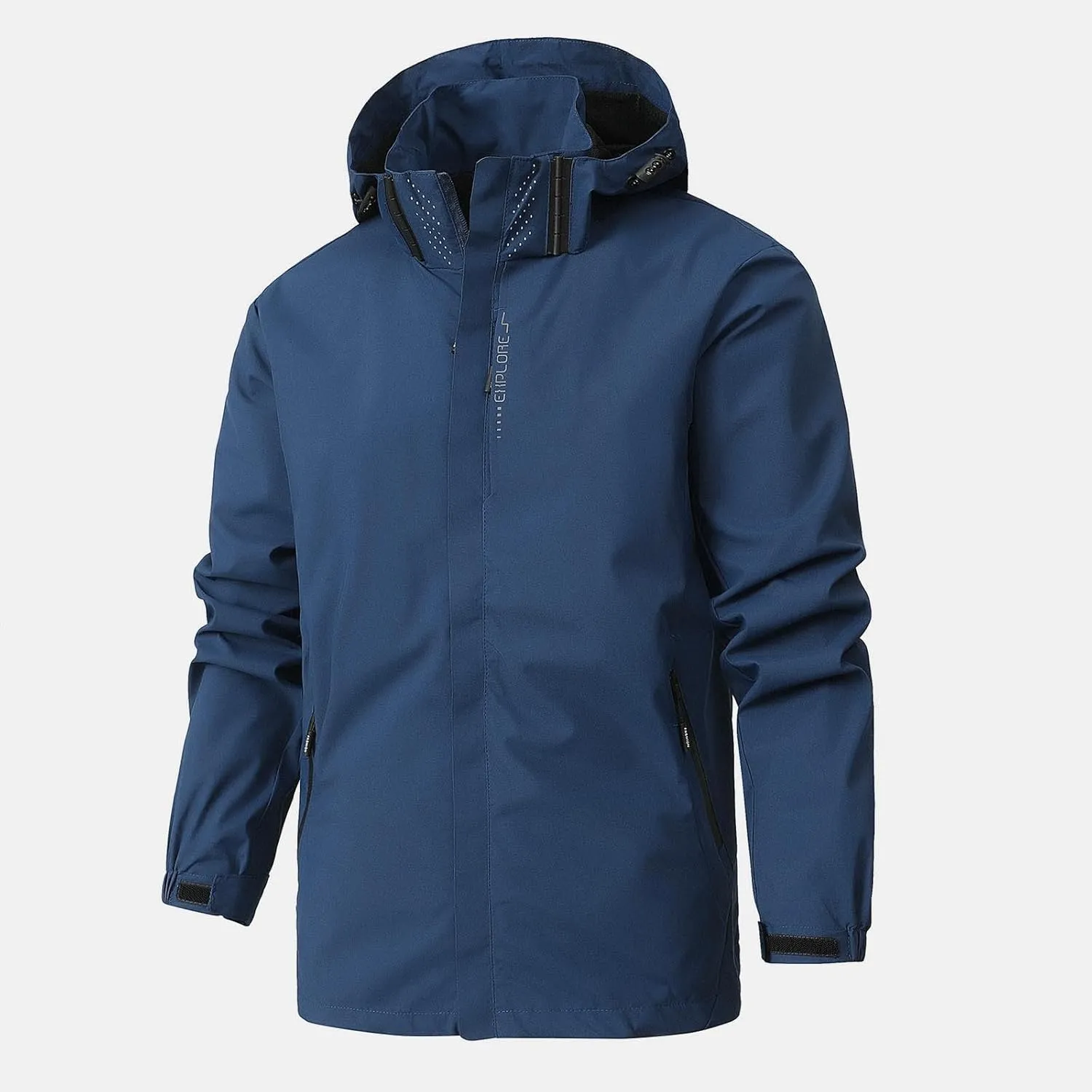 Mens Lightweight Jackets Full Zip Hooded Solid Color Golf Light Outdoor Mountain Windbreaker Jackets with Zip Pockets