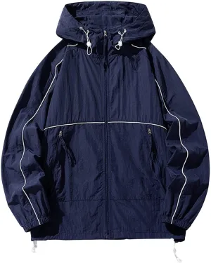 Mens Lightweight Rain Jacket Unisex Plain Outerwear Hiking Big and Tall Light Windbreaker Exercise Outdoor Rain Jacket