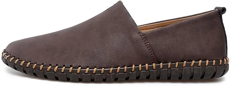 Men's Loafers Round Toe Vegan Leather Loafer Shoes Comfortable Slip Resistant Lightweight Walking Slip-on
