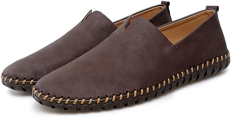 Men's Loafers Round Toe Vegan Leather Loafer Shoes Comfortable Slip Resistant Lightweight Walking Slip-on