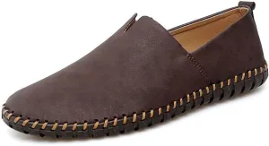 Men's Loafers Round Toe Vegan Leather Loafer Shoes Comfortable Slip Resistant Lightweight Walking Slip-on