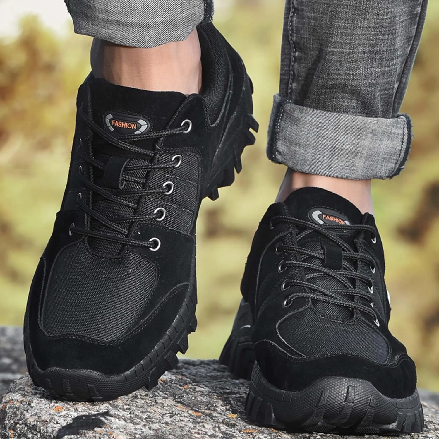 Men's Waterproof Hiking Shoes Leather Lightweight Non-Slip Climbing Shoes Comfortable Casual Sneakers Outdoor Casual Hiking Cross-Country Traveling Shoes
