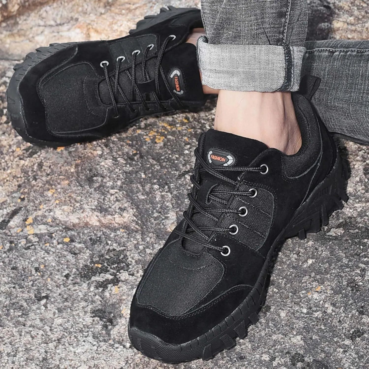 Men's Waterproof Hiking Shoes Leather Lightweight Non-Slip Climbing Shoes Comfortable Casual Sneakers Outdoor Casual Hiking Cross-Country Traveling Shoes