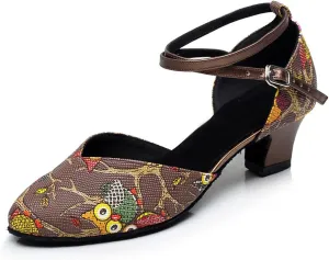 Minishion QJ6235 Women's Comfort Ankle Strap Pleather Latin Salsa Ballroom Dance Shoes