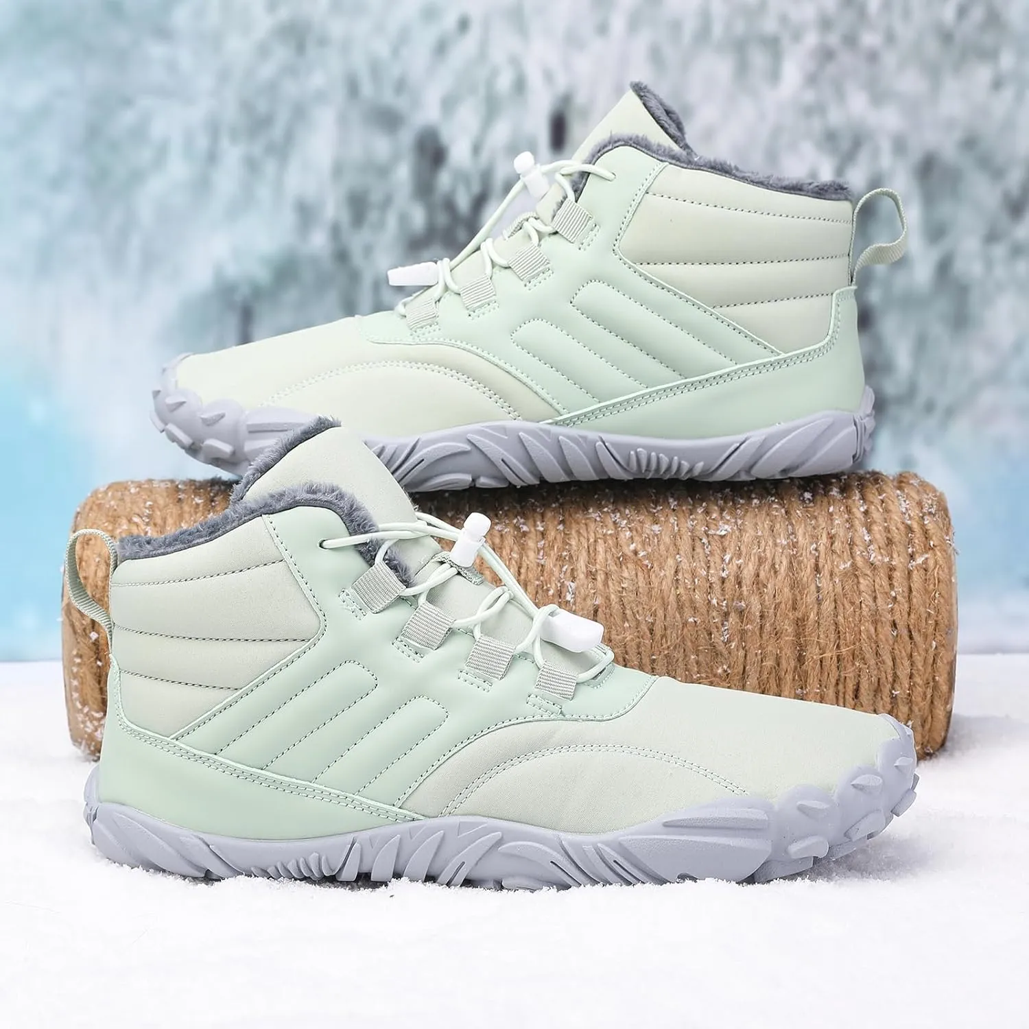 Mmoneyake Snow Shoes for Women Waterproof Warm Fur Lined Snow Sneakers Winter Ankle Booties Comfortable Outdoor Anti Slip Shoes Casual Fashion Short Boots Unisex