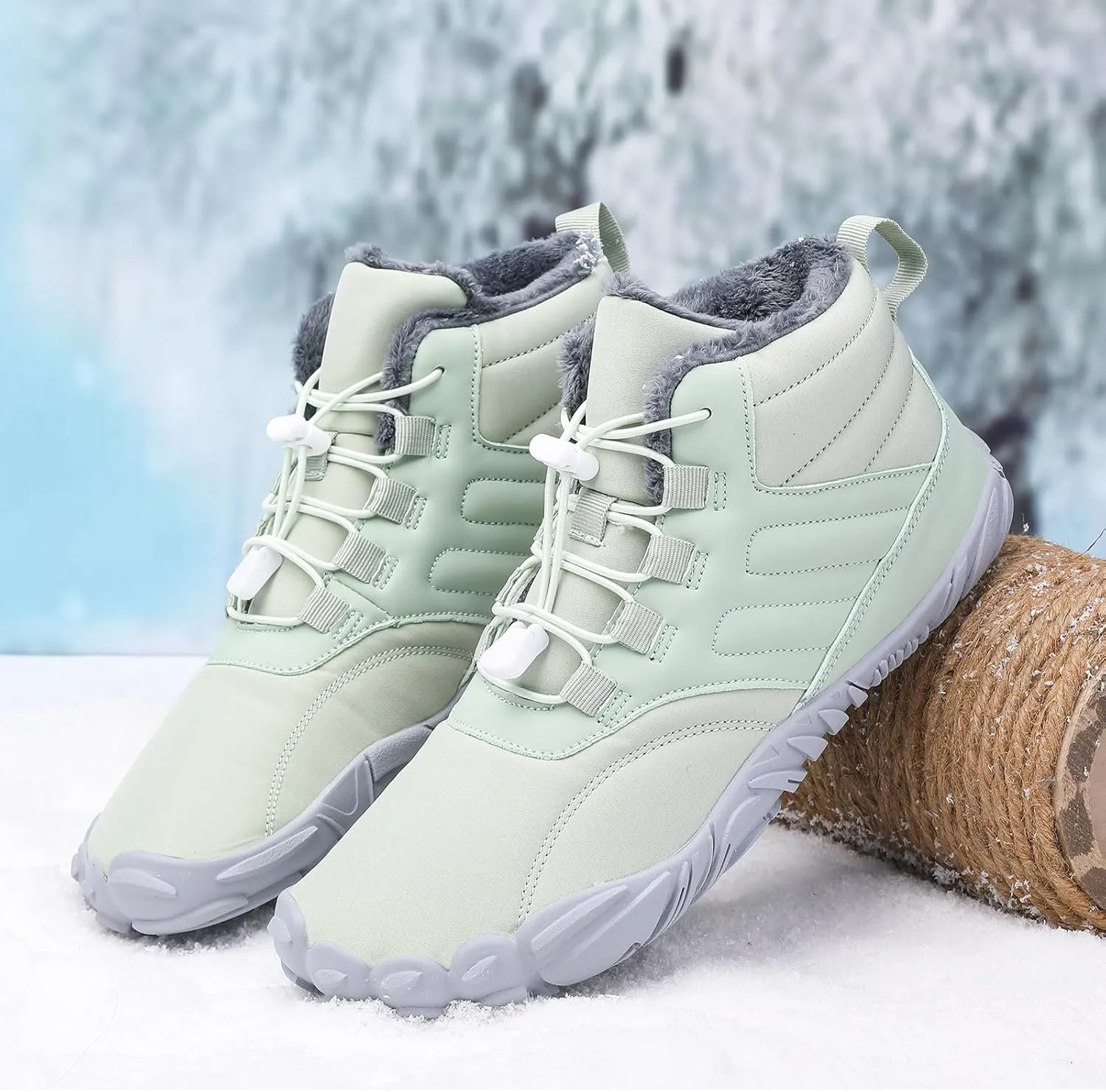 Mmoneyake Snow Shoes for Women Waterproof Warm Fur Lined Snow Sneakers Winter Ankle Booties Comfortable Outdoor Anti Slip Shoes Casual Fashion Short Boots Unisex