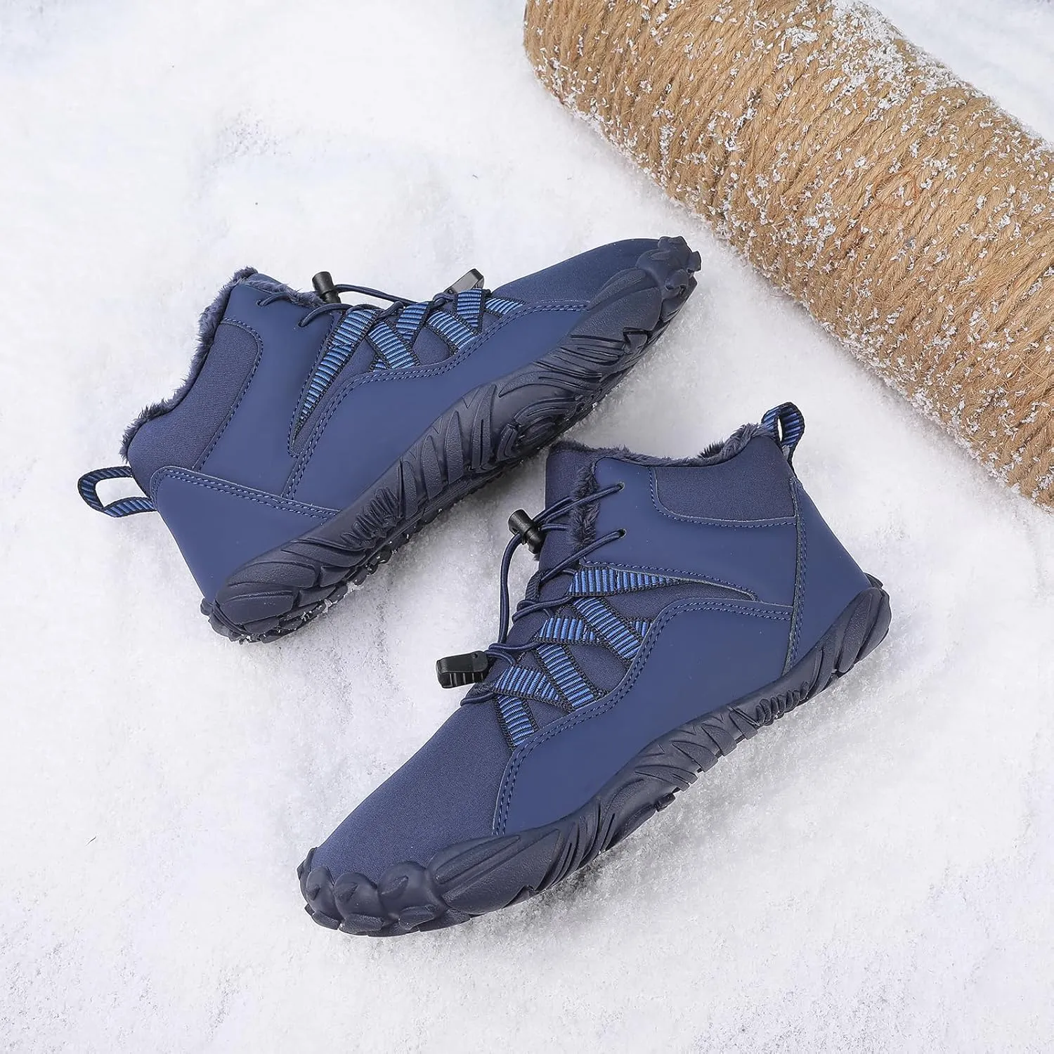 Mmoneyake Winter Snow Shoes for Women Men Warm Fur Lined Waterproof Snow Sneakers Minimalist Boot Barefoot Warm Ankle Booties Hiking Trekking Boots Comfortable Outdoor Anti Slip Shoes 2025