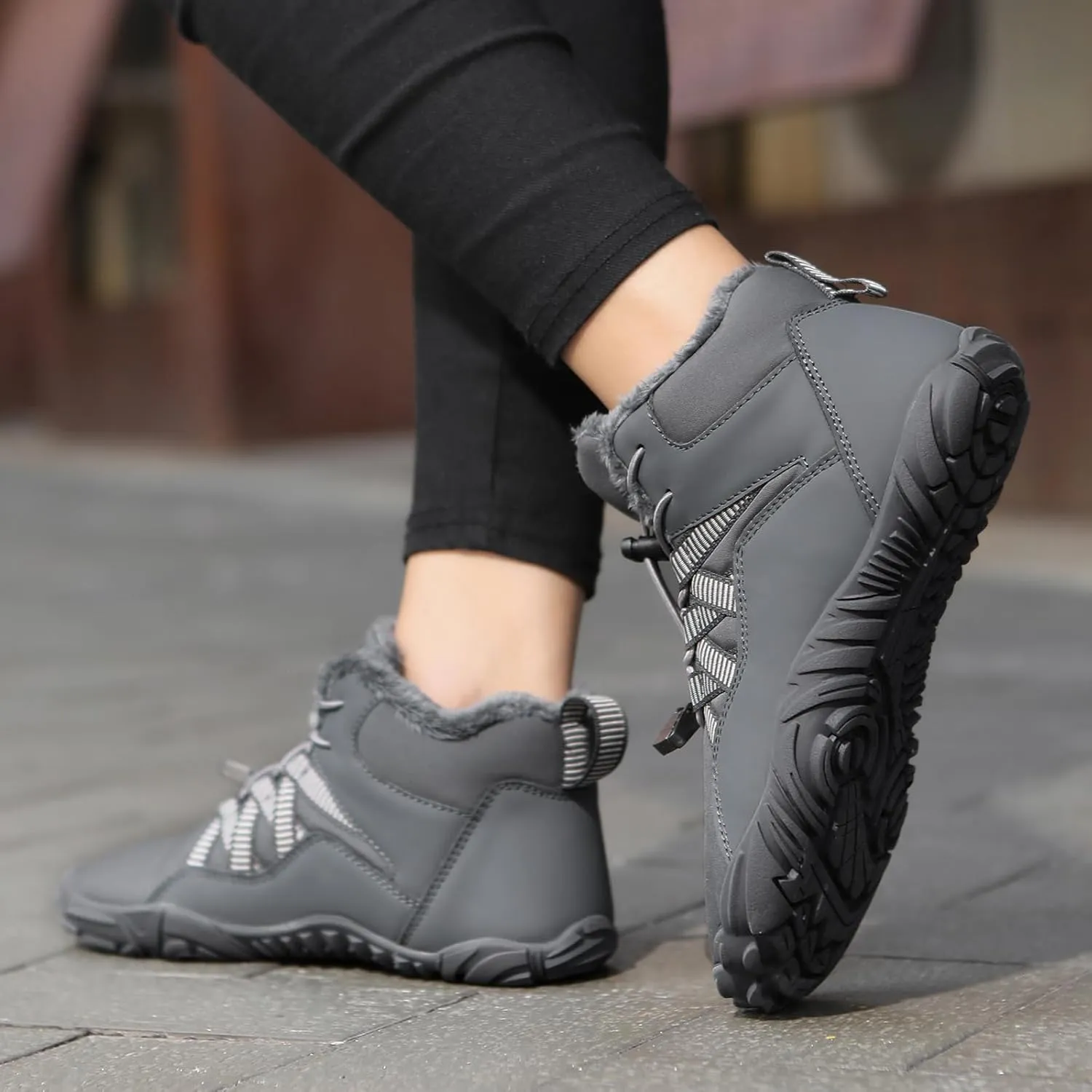 Mmoneyake Winter Snow Shoes for Women Men Warm Fur Lined Waterproof Snow Sneakers Minimalist Boot Barefoot Warm Ankle Booties Hiking Trekking Boots Comfortable Outdoor Anti Slip Shoes 2025