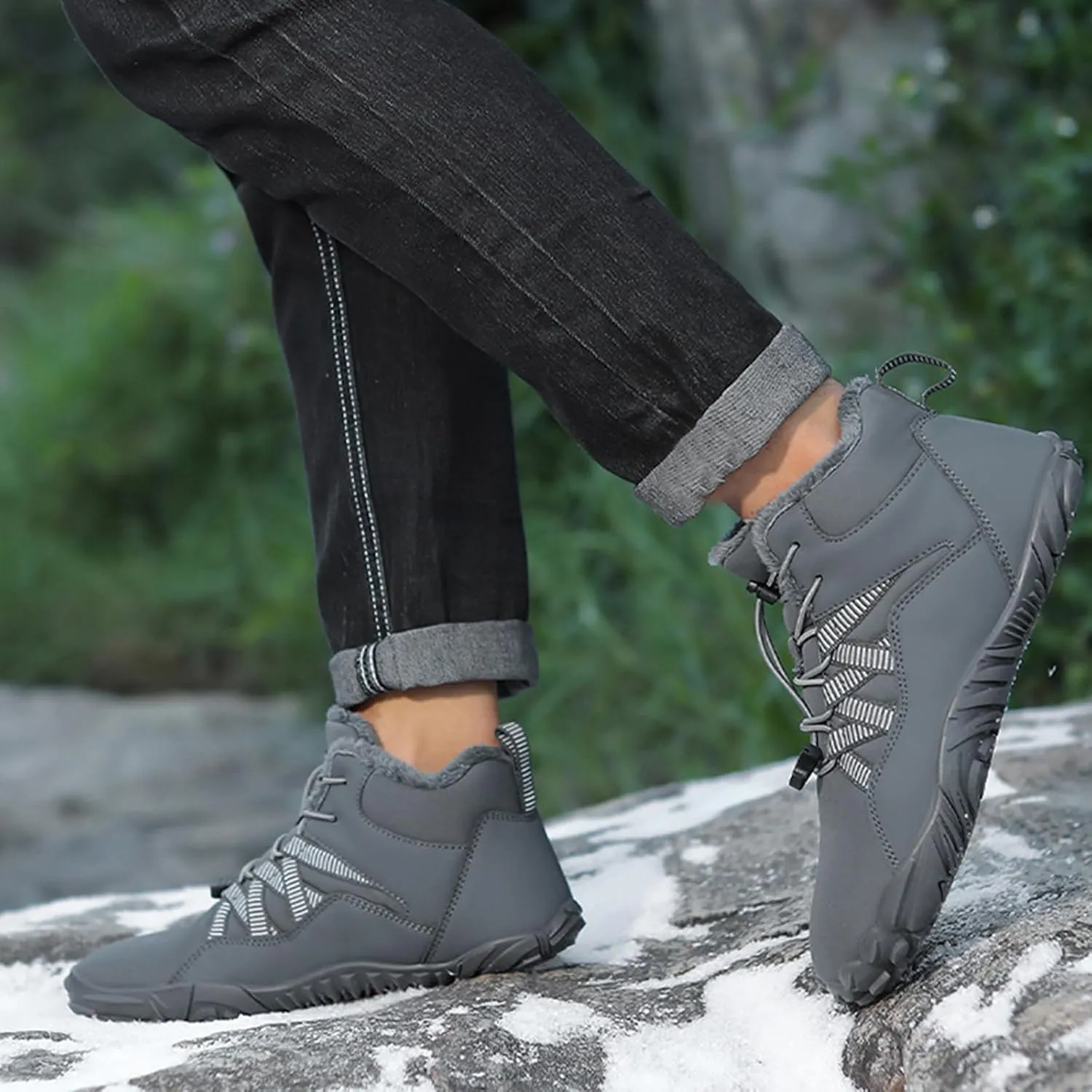 Mmoneyake Winter Snow Shoes for Women Men Warm Fur Lined Waterproof Snow Sneakers Minimalist Boot Barefoot Warm Ankle Booties Hiking Trekking Boots Comfortable Outdoor Anti Slip Shoes 2025