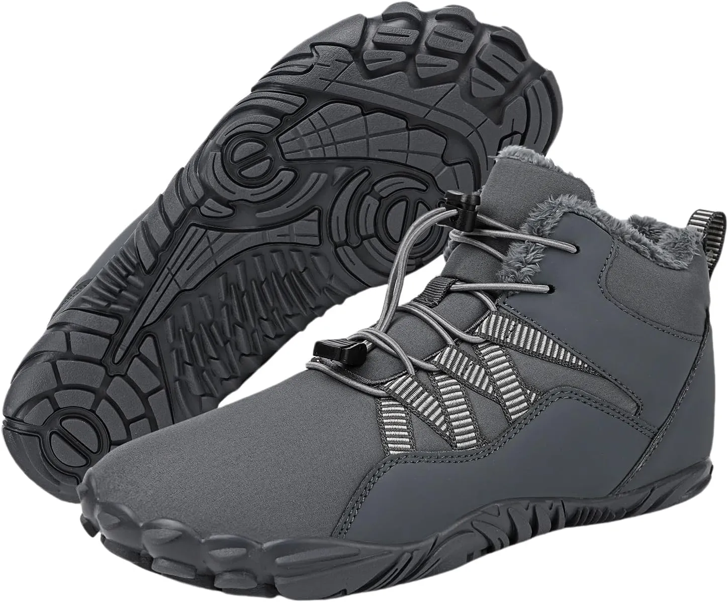 Mmoneyake Winter Snow Shoes for Women Men Warm Fur Lined Waterproof Snow Sneakers Minimalist Boot Barefoot Warm Ankle Booties Hiking Trekking Boots Comfortable Outdoor Anti Slip Shoes 2025