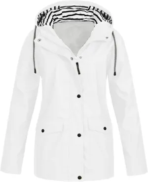NaRHbrg Women Light Rain Jacket Waterproof Active Outdoor Windbreaker Raincoat with Hood Lightweight Plus Size for Girls
