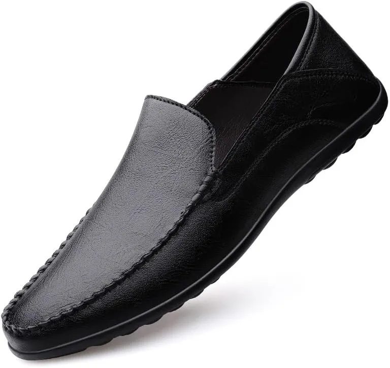 New Loafers for Men Leather Stitching Details Loafers Flexible Lightweight Comfortable Fashion Slip On