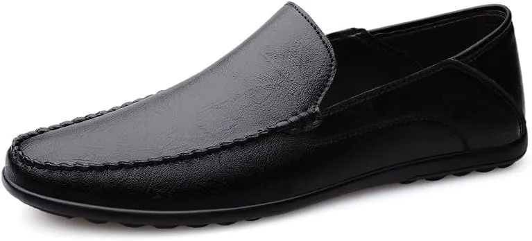 New Loafers for Men Leather Stitching Details Loafers Flexible Lightweight Comfortable Fashion Slip On