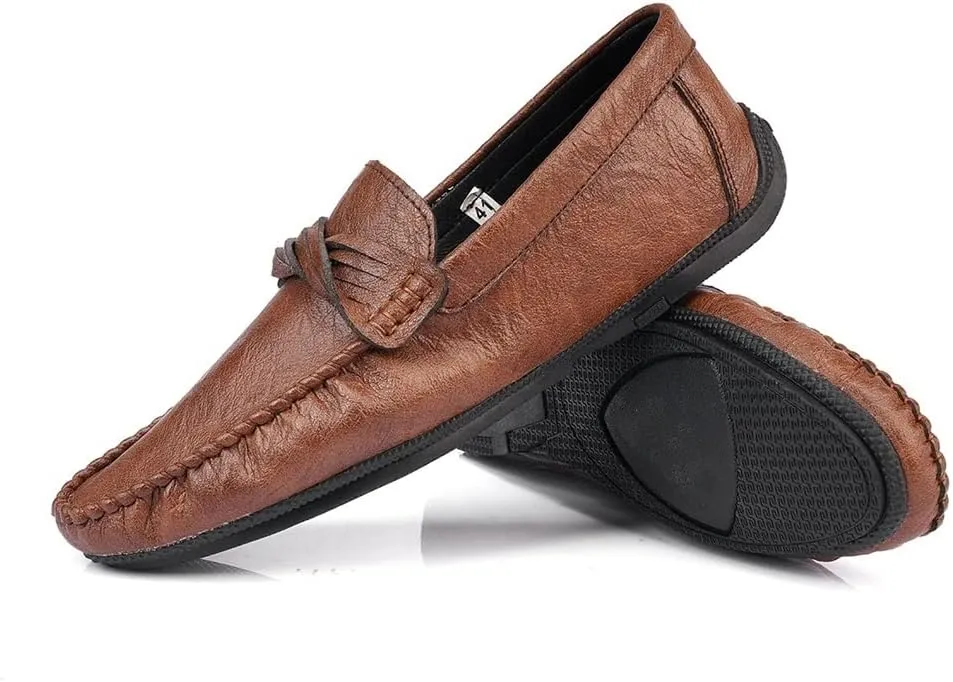 New Loafers for Men Round Toe Penny Moccasins Loafers Simple Vegan Leather Flat Heel Slip Resistant Comfortable Casual Prom Slip-on