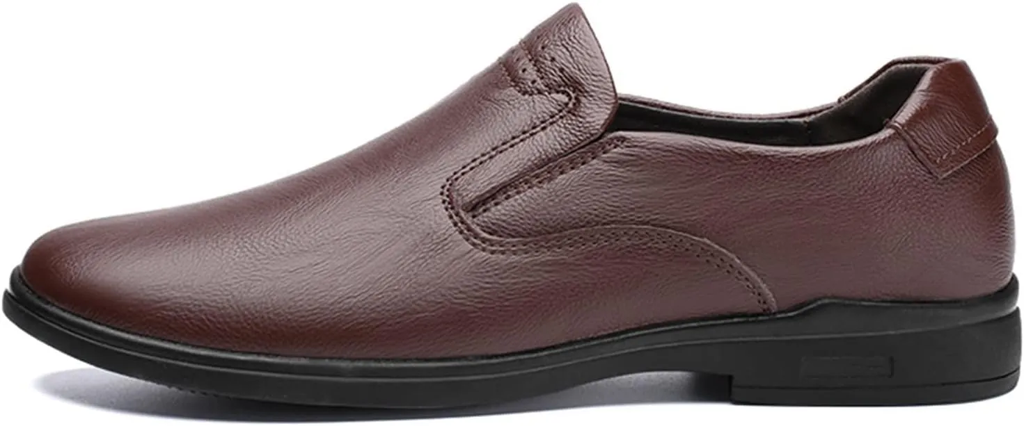 New Men's Loafers Round Toe Simple Venetian Loafers Leather Flexible Lightweight Resistant Wedding Slip On