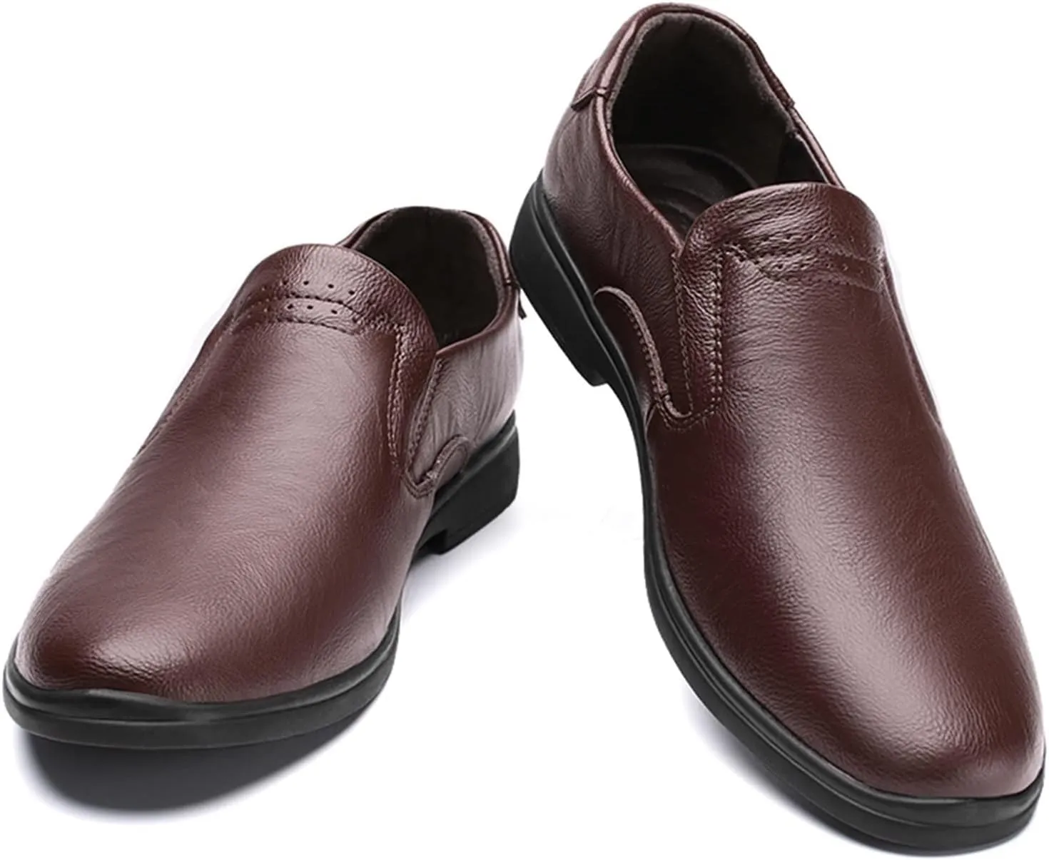New Men's Loafers Round Toe Simple Venetian Loafers Leather Flexible Lightweight Resistant Wedding Slip On