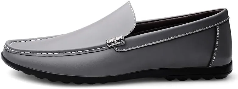 New Men's Loafers Round Toe Solid Color Faux Leather Comfortable Lightweight Anti-Slip Classic Casual Slip-ons