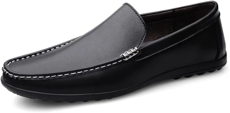 New Men's Loafers Round Toe Solid Color Faux Leather Comfortable Lightweight Anti-Slip Classic Casual Slip-ons