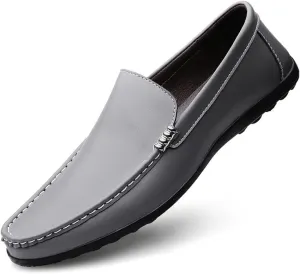 New Men's Loafers Round Toe Solid Color Faux Leather Comfortable Lightweight Anti-Slip Classic Casual Slip-ons