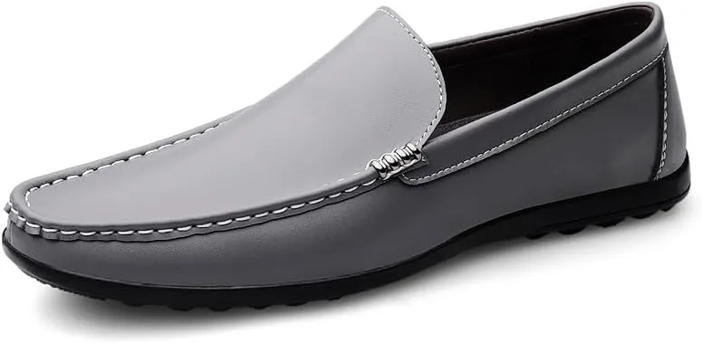 New Men's Loafers Round Toe Solid Color Faux Leather Comfortable Lightweight Anti-Slip Classic Casual Slip-ons