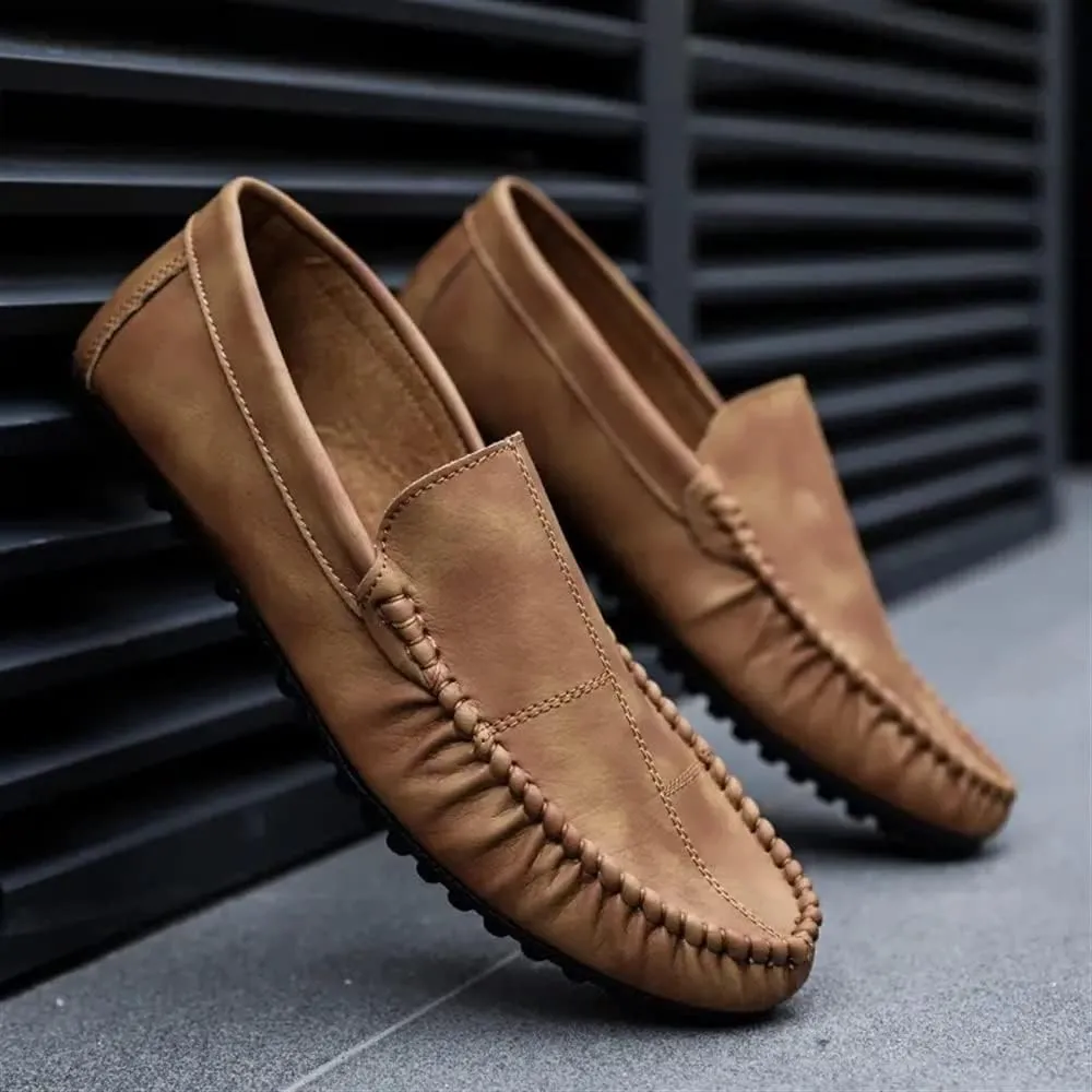 New Men's Loafers Shoes Moccasins Shoes Solid Color Patchwork PU Leather Slip Resistant Lightweight Flat Heel Fashion Classic Slip-ons