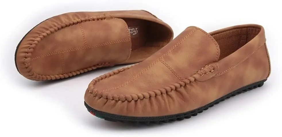 New Men's Loafers Shoes Moccasins Shoes Solid Color Patchwork PU Leather Slip Resistant Lightweight Flat Heel Fashion Classic Slip-ons
