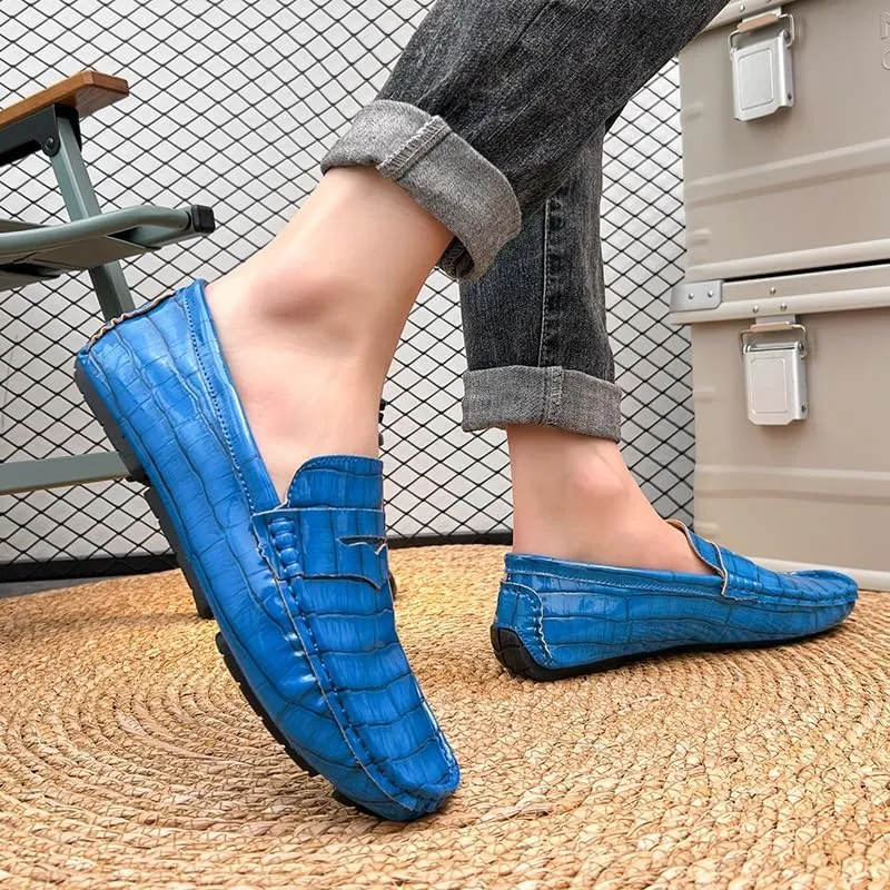 New Men's Loafers Shoes Round Toe Vegan Leather Plaid Penny Loafers Lightweight Anti-Slip Slip Resistant Outdoor Classic Slip-on