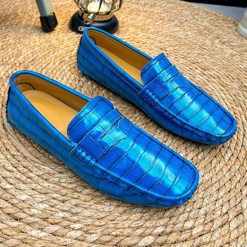 New Men's Loafers Shoes Round Toe Vegan Leather Plaid Penny Loafers Lightweight Anti-Slip Slip Resistant Outdoor Classic Slip-on