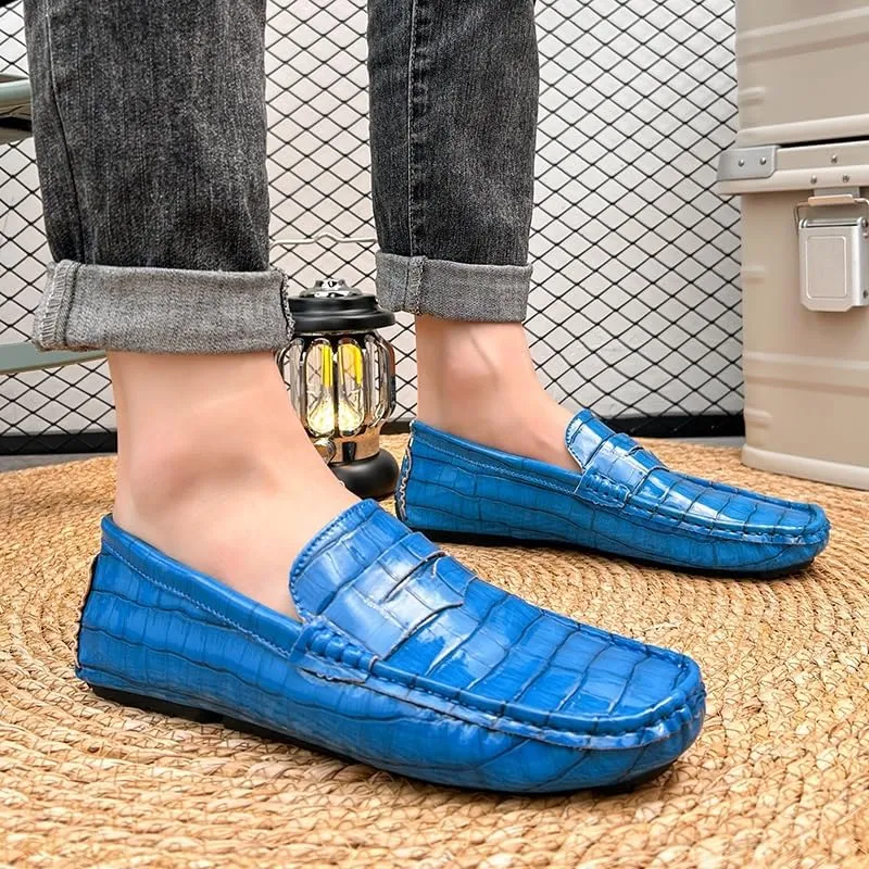 New Men's Loafers Shoes Round Toe Vegan Leather Plaid Penny Loafers Lightweight Anti-Slip Slip Resistant Outdoor Classic Slip-on