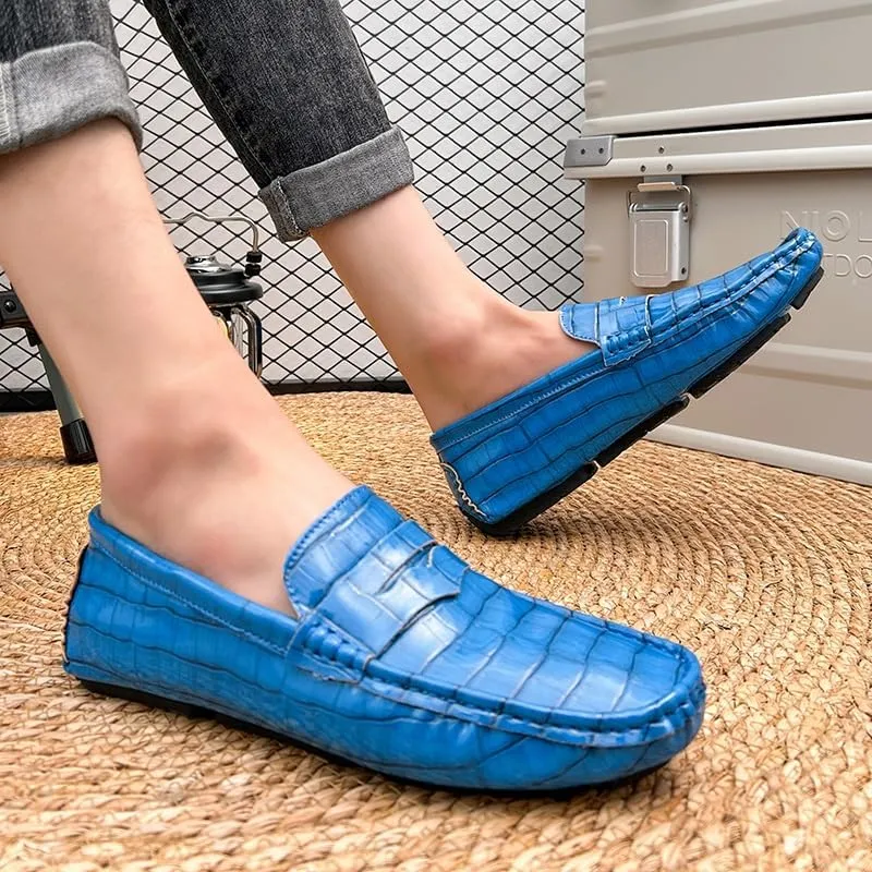 New Men's Loafers Shoes Round Toe Vegan Leather Plaid Penny Loafers Lightweight Anti-Slip Slip Resistant Outdoor Classic Slip-on