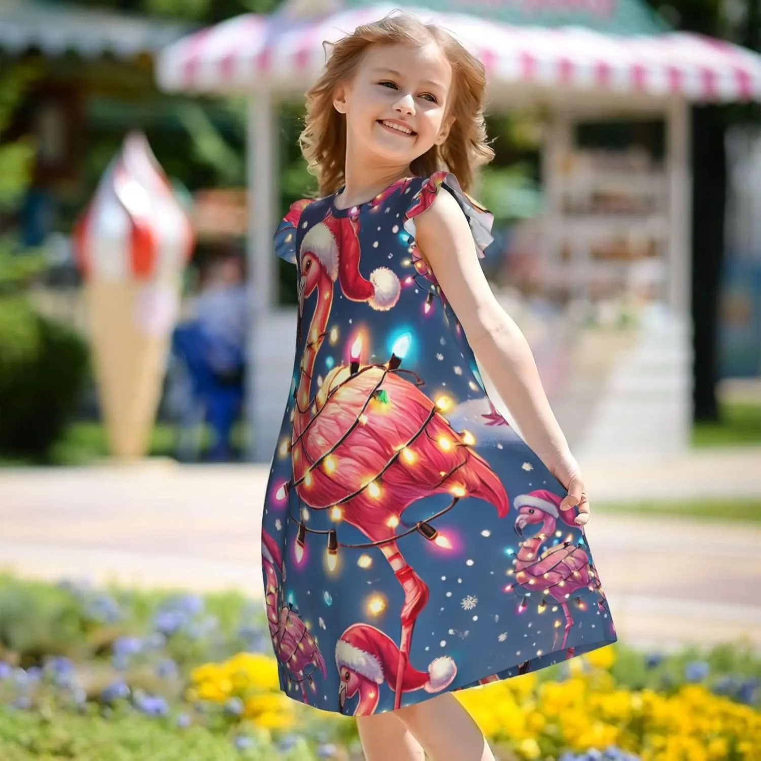 Nightshirt Nightgown Shining Christmas Flamingo Light Pajama Dresses Sleepwear Nightie