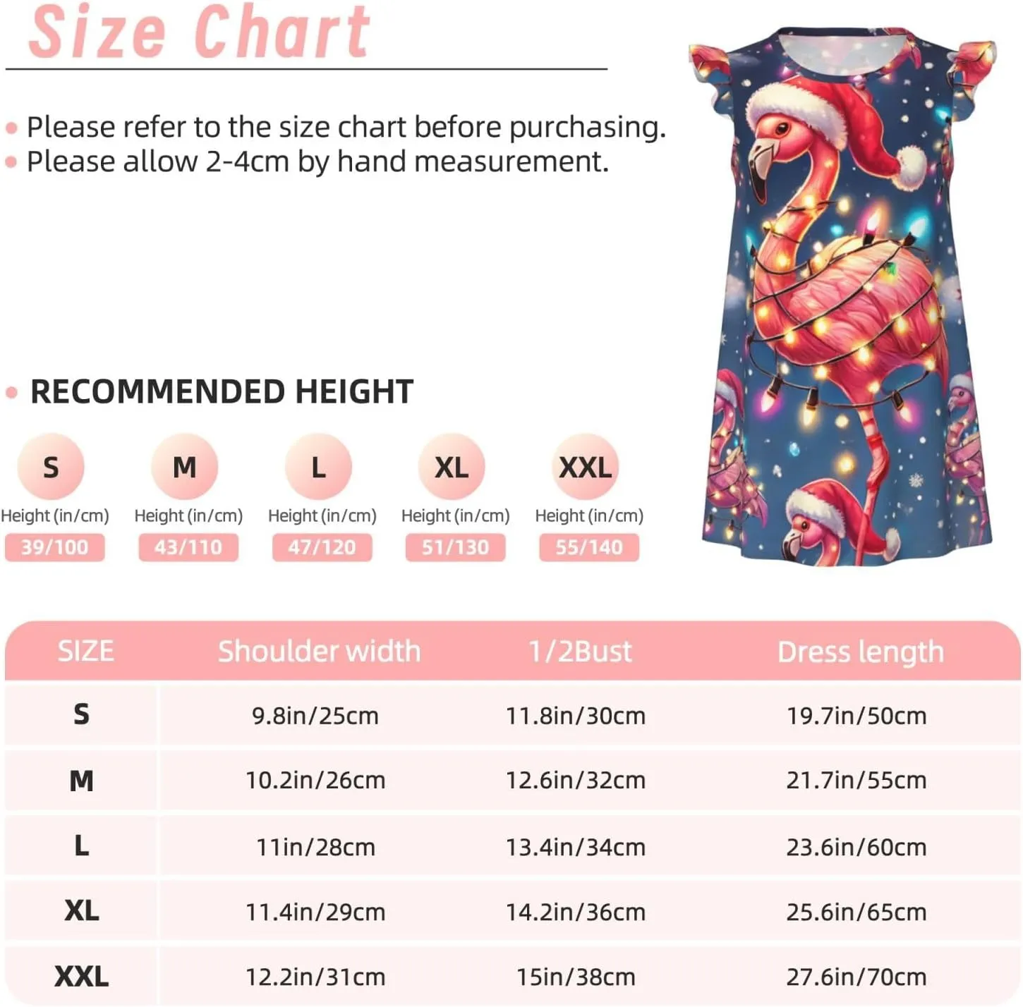Nightshirt Nightgown Shining Christmas Flamingo Light Pajama Dresses Sleepwear Nightie