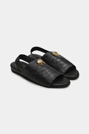 Noir Saf Leather Slingback Mules