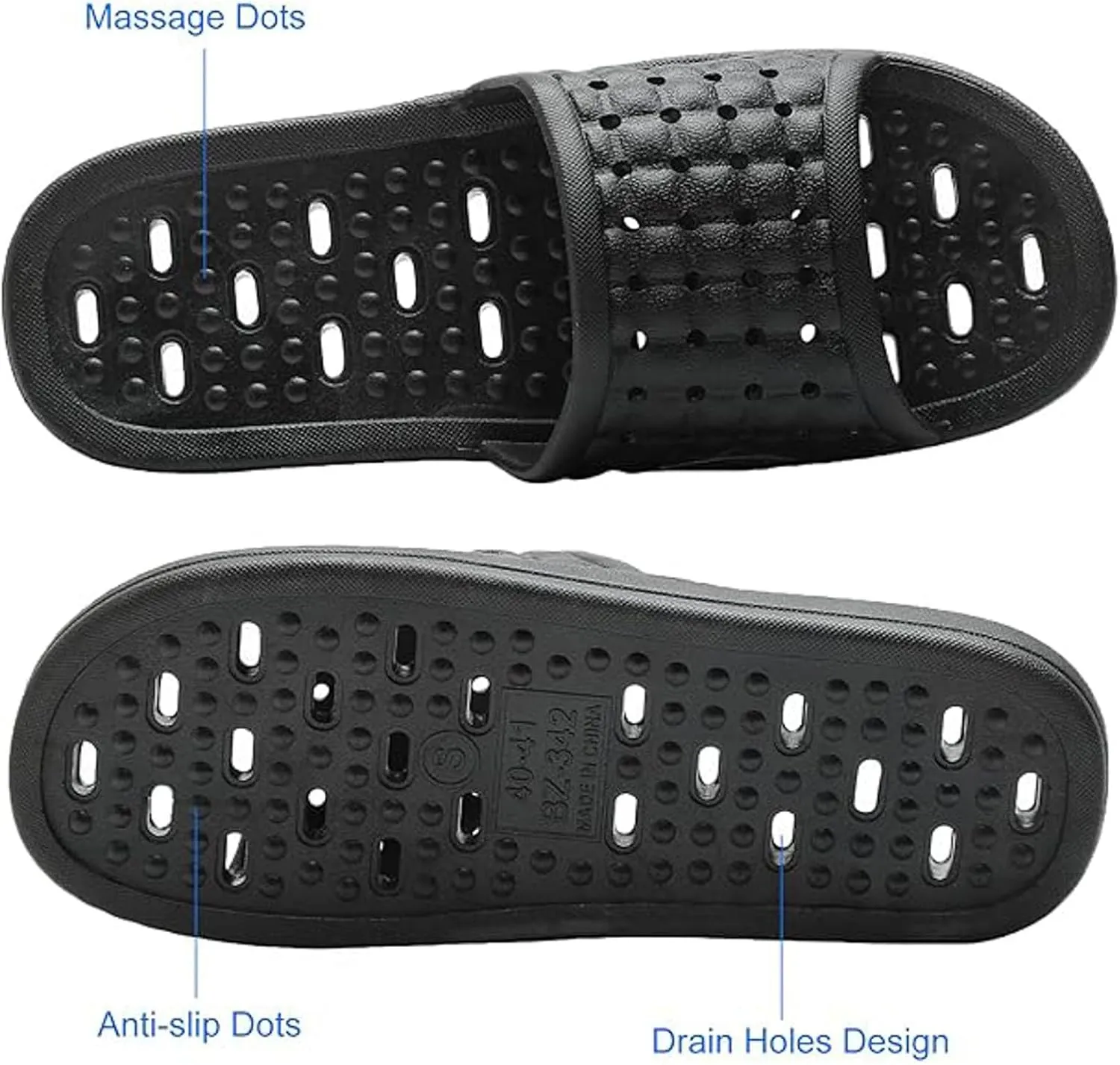 Non Slip Bathroom Slides for Women and Men Quick Drying Hollow Shower Slippers Comfortable Massage Pool Slides