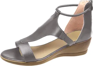 oiangi Hollow Wedge Sandals for Women Casual Summer Fish Mouth Open Toe Back Zipper Sandals Solid Color Comfortable Breathable Ladies Outdoor Shoes
