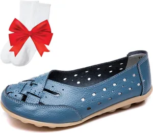 Orthopedic Loafers in Breathable Leather, Comfortable Loafer Casual Flats Slip on Shoes, Owlkay Shoes for Women
