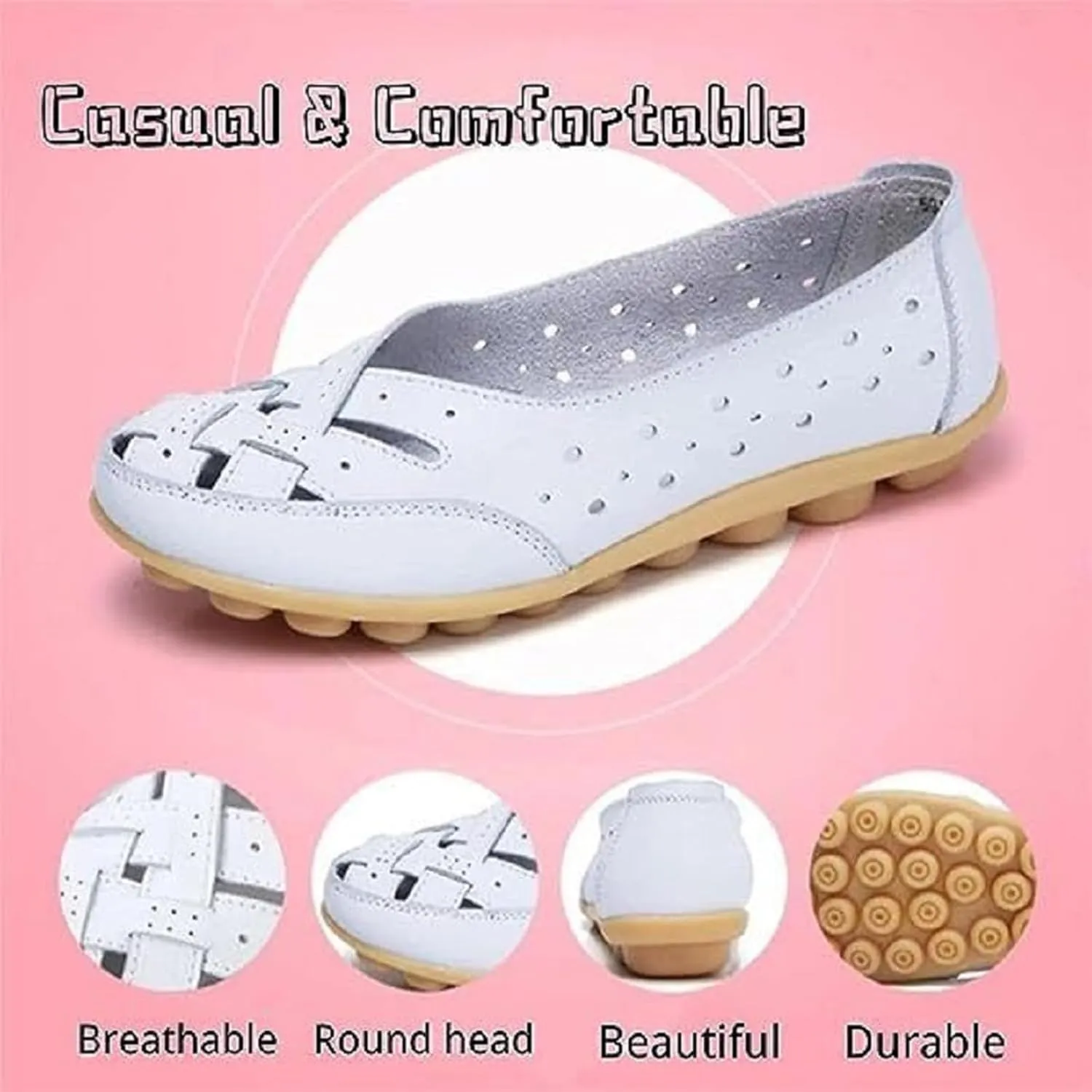 Orthopedic Loafers in Breathable Leather, Comfortable Loafer Casual Flats Slip on Shoes, Owlkay Shoes for Women