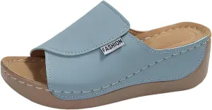 Orthopedic Sandals for Women, Slip On Dressy Sandals, Summer Beach Slippers, Comfort Wear Shoes, Open Toe Breathable Slippers, Faux Leather Orthotic Wedges
