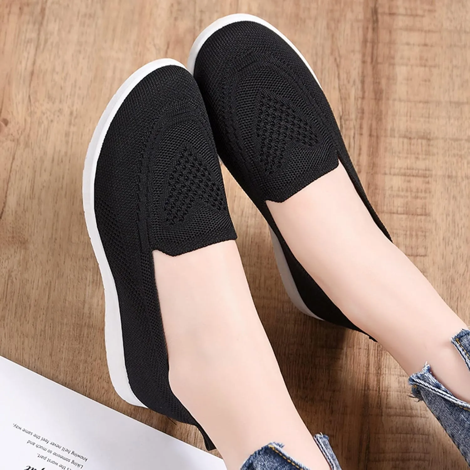 Orthopedic Shoes for Women Soft Slip On Sneakers Breathable Walking Shoes 2024 New Platform Sneaker with Arch Support