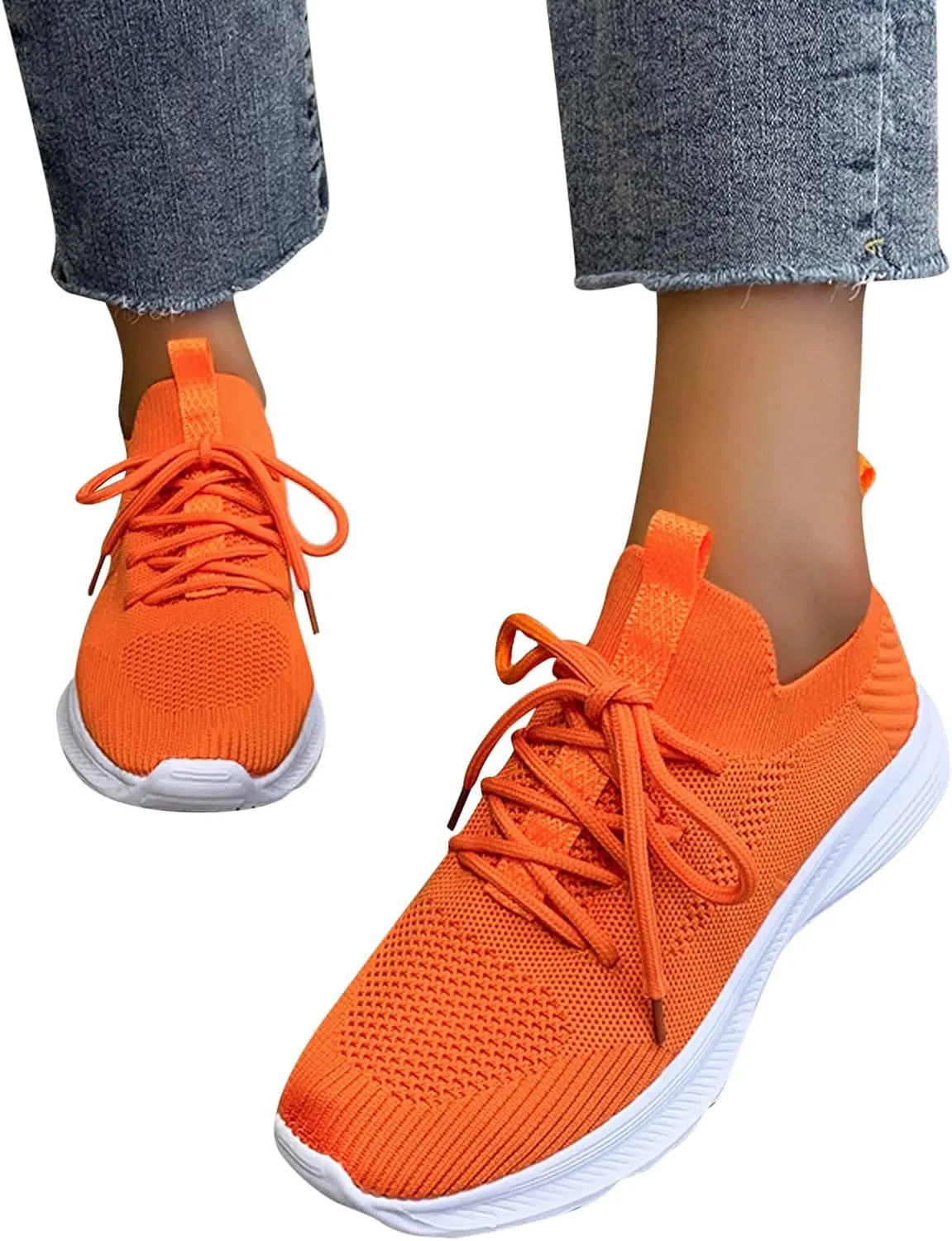 Orthopedic Shoes for Women Tennis Walking Shoes Lightweight Breathable Mesh Sneakers Lace Up Athletic Anti-Slip Casual Shoes