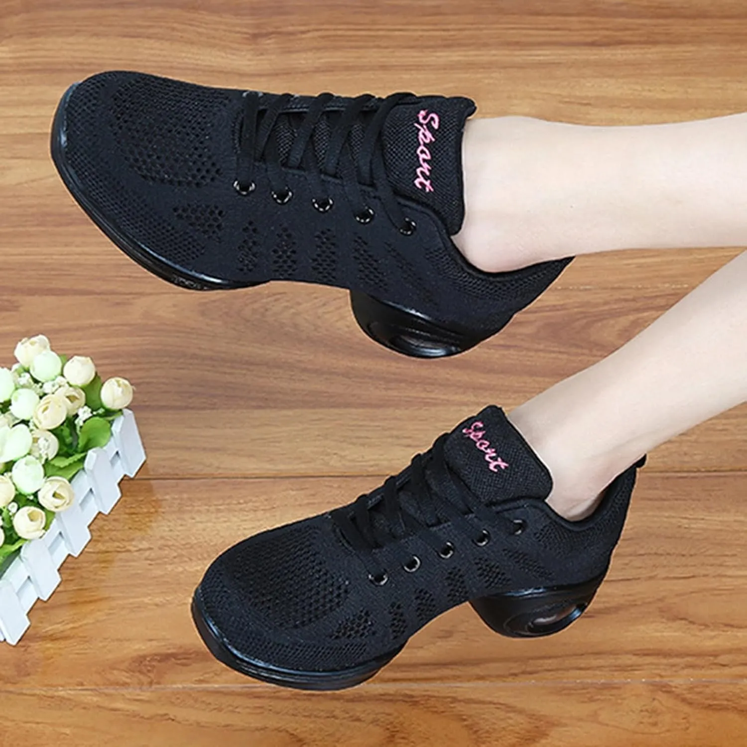 Orthopedic Shoes for Women Wide Width Lace Up Mesh Sneakers Breathable Cushion Ladies Sports Thick Sole Walking Shoes