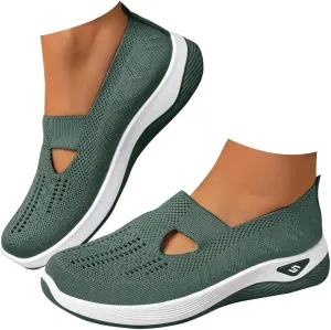 Orthopedic Shoes for Women Wide Width, Women Breathable Mesh Walking Shoes Comfortable Slip on Sneakers, Non Slip Food Service Lightweight Sneaker, Comfort Nurse Shoe Arch Support Sneakers