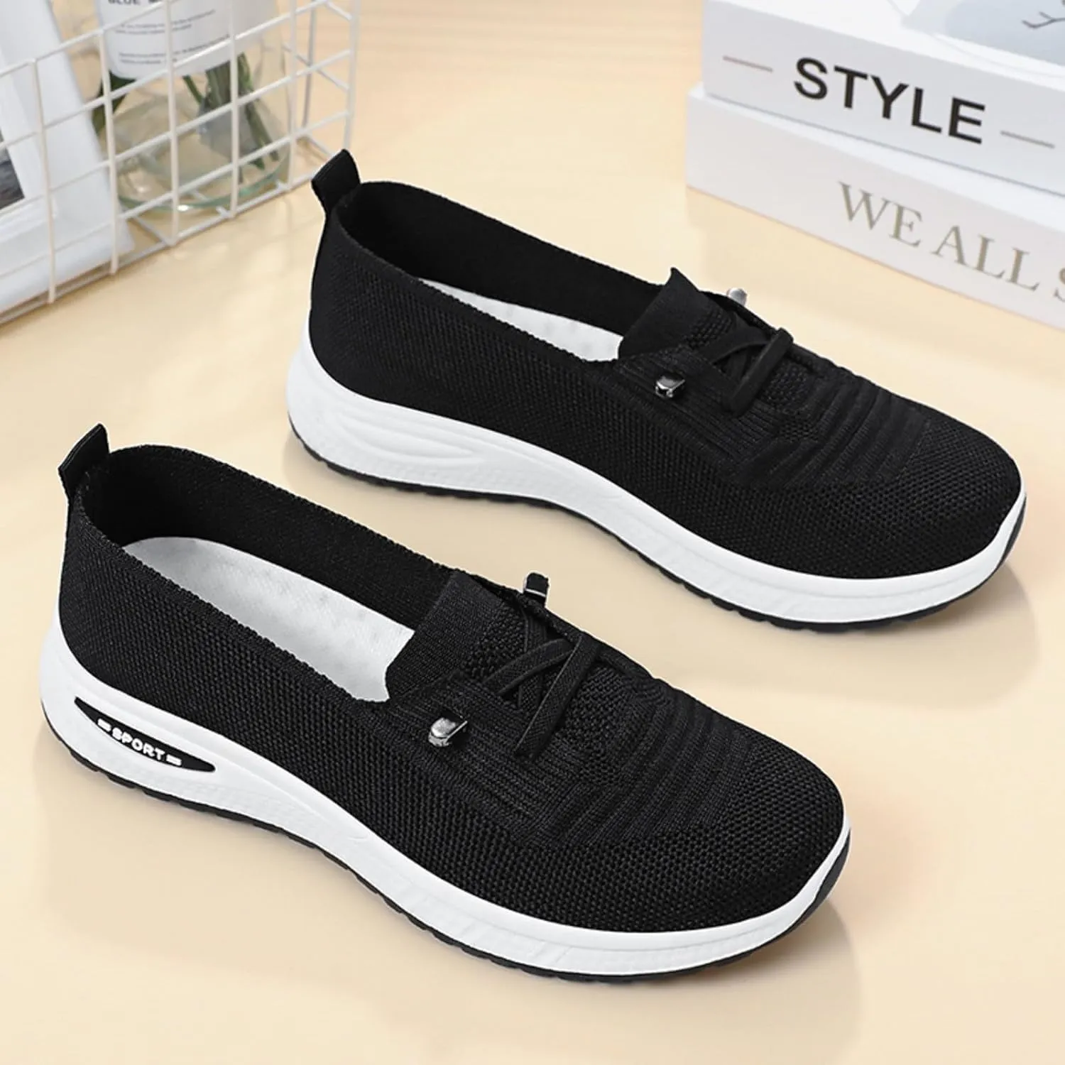 Orthopedic Shoes for Women, Women Wide Width Breathable Walking Comfortable Slip on Sneakers, Non Slip Food Service Lightweight Sneakers for Plantar Fasciitis