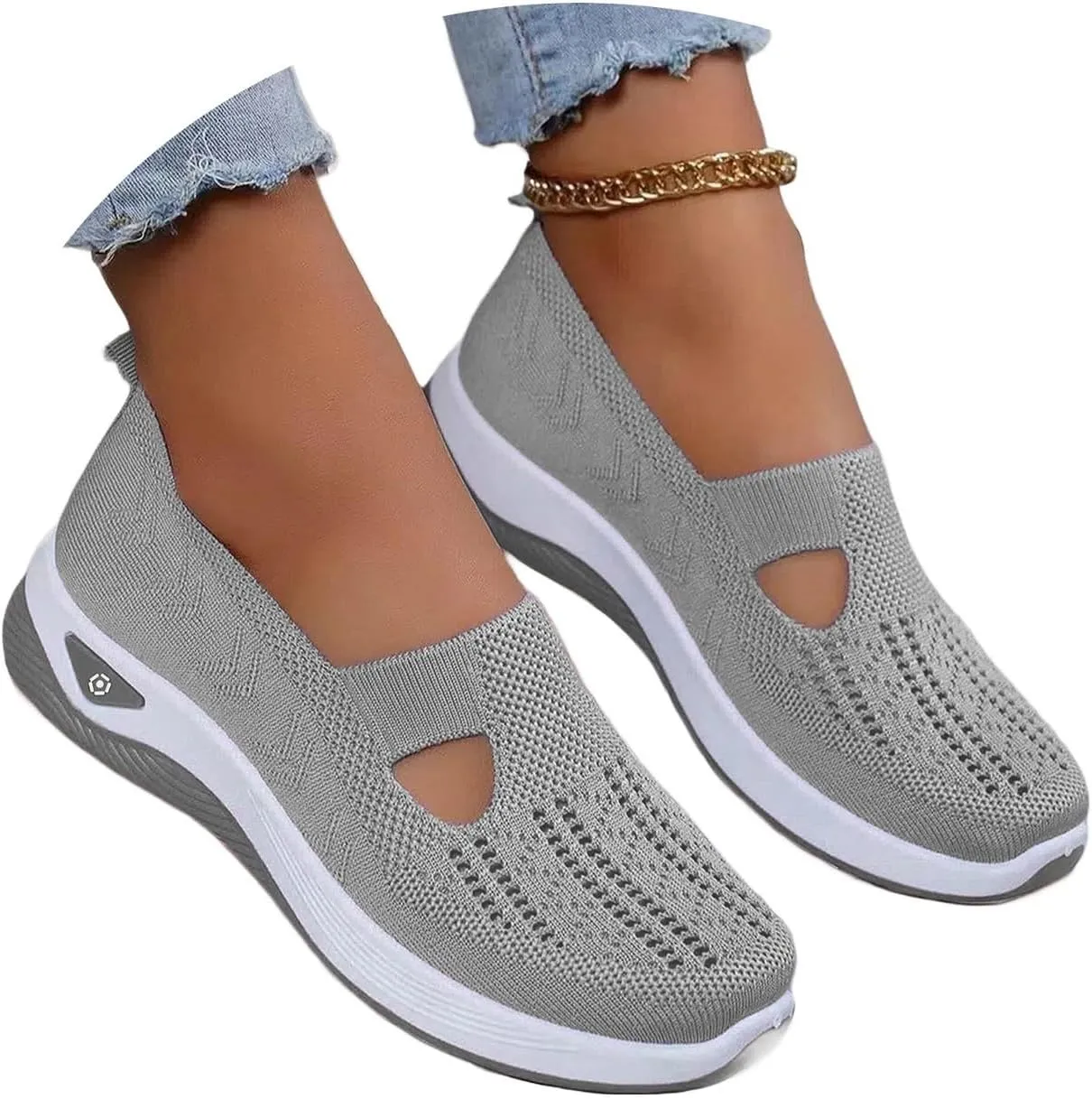Orthowalk Womens Shoes Woven Arch Support Slip-On Sneakers Breathable Soft Indoor Outdoor Casual Walking Anti-Skid Sport Shoe