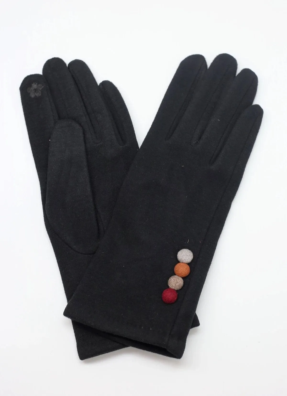 Packer Gloves With Accent Buttons (Black)