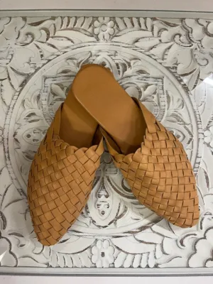 Plaited Mules - Tan