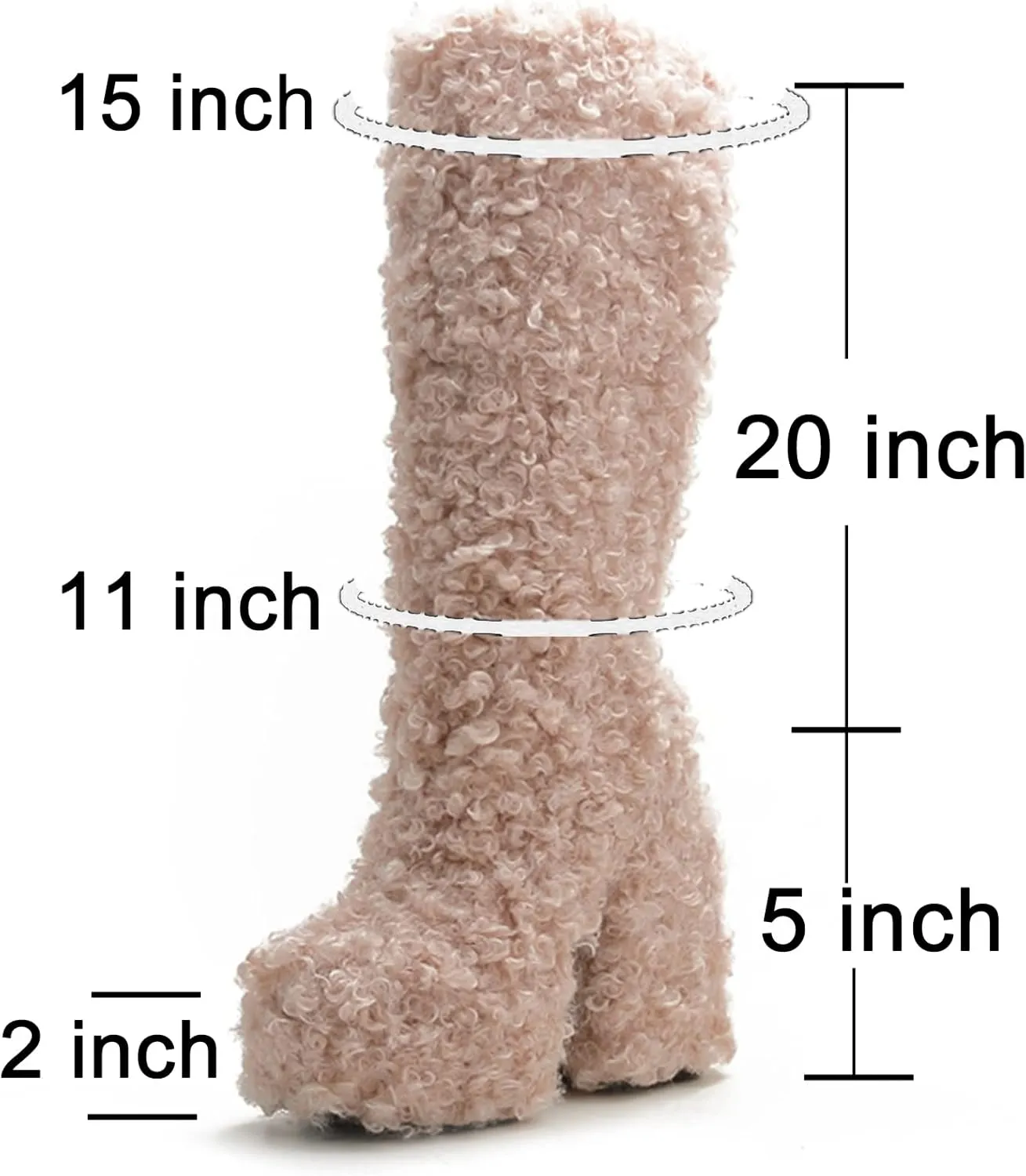 Platform Boots for Women Chunky High Heel Fur Boots