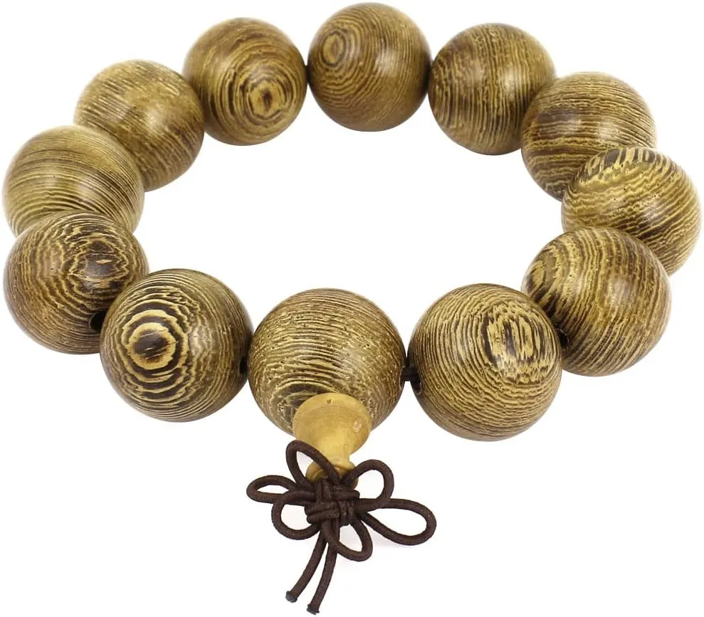 Qtqgoitem Wooden Buddhist Bead Bracelet 12 Round Beads 20mm Diameter Wood Color (Model: eb1 c76 6c4 f82 954)