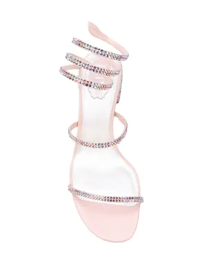 RENE CAOVILLA Swarovski JEWELED WRAP LEATHER SPIRAL SANDALS SHOES 36 UK 3 US 6 ladies
