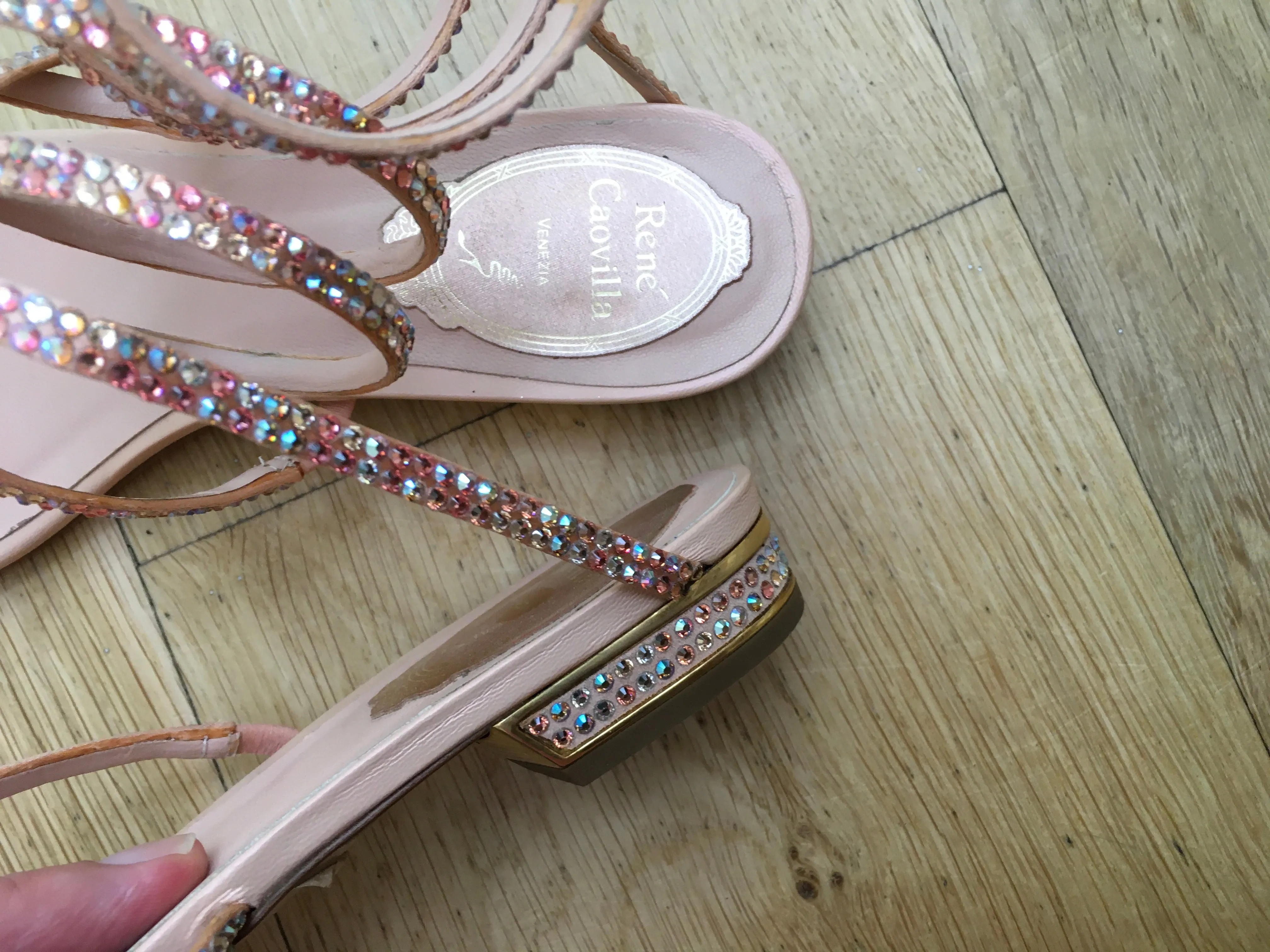 RENE CAOVILLA Swarovski JEWELED WRAP LEATHER SPIRAL SANDALS SHOES 36 UK 3 US 6 ladies